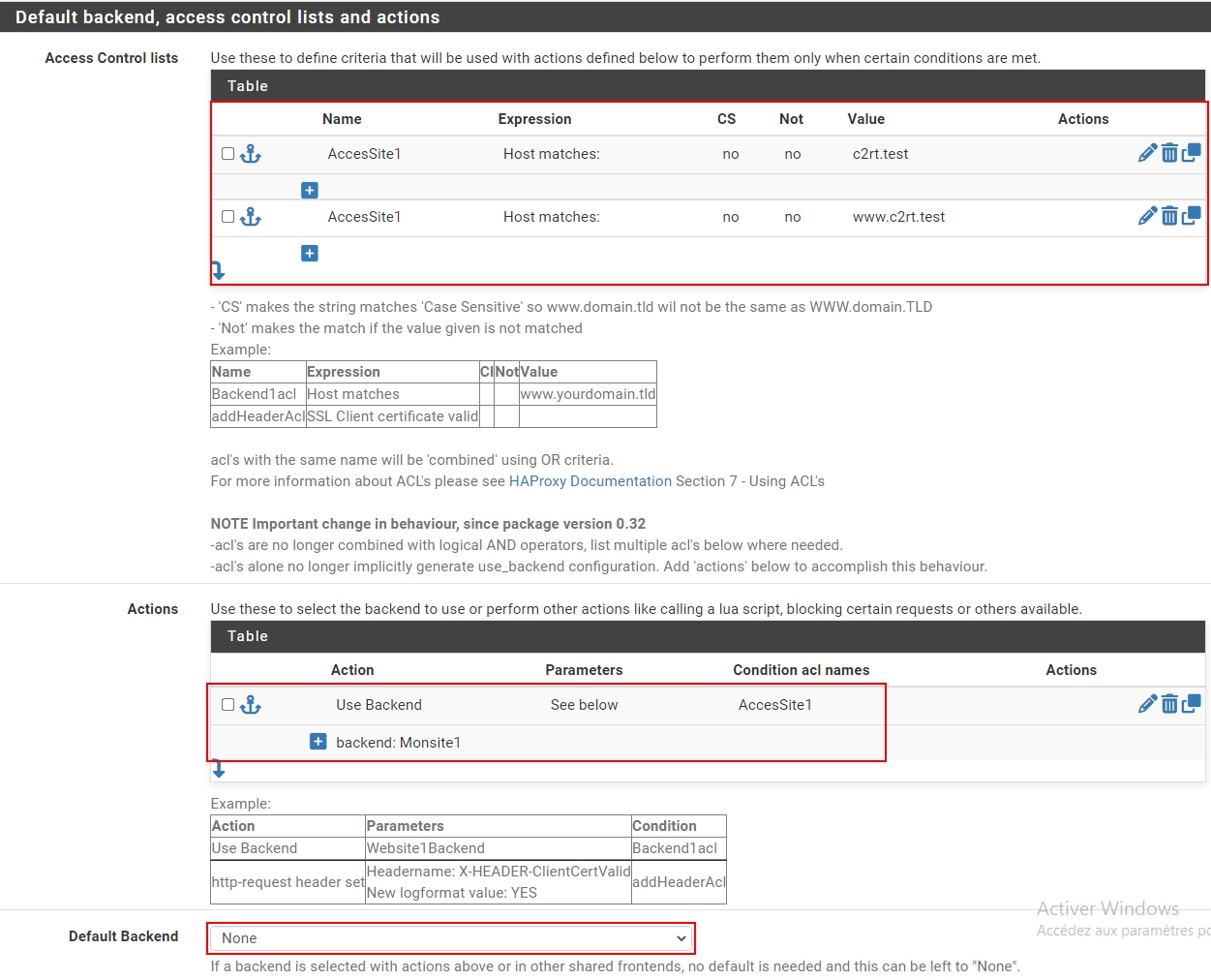 Explication des ACL et Actions HAProxy