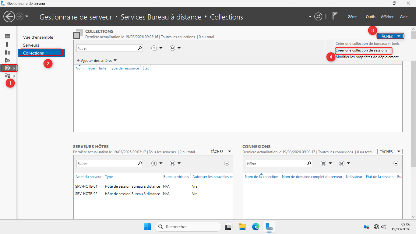 Cr&eacute;ation collection menu