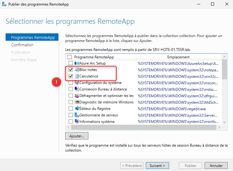 RemoteApp ajout programmes