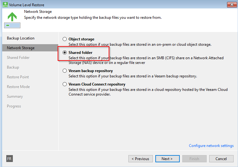 Sélection Shared Folder